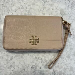 Tory Burch Beige Leather Wristlet